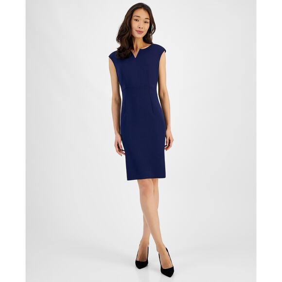 Kasper Dresses & Skirts - Kasper Petite Notched-Neck Sheath Dress Career Business Navy Blue NWT Size 12P